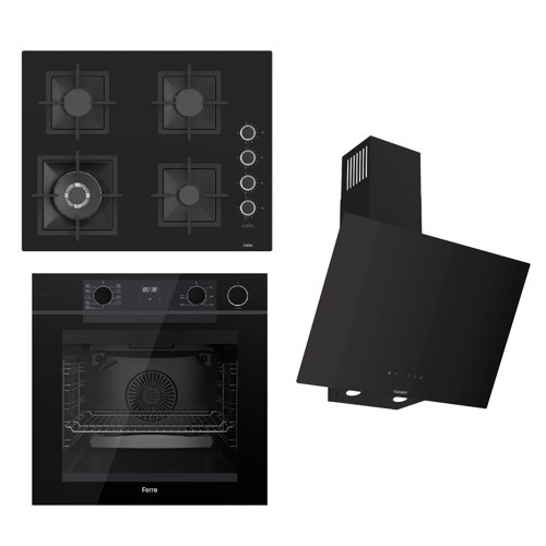 STEAMART-FRYART Serisi Siyah Set (SC405-WFA + QEP64CS +D077-SA ) - Döküm Izgara / 65 cm Ocak