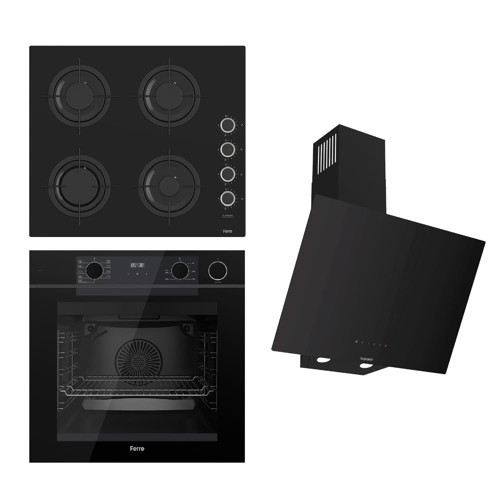 STEAMART-FRYART-SILENTART Serisi Siyah Set (CS205-FA + QEP64CS +D077-SA ) - Emaye Izgara / Kademeli Musluk