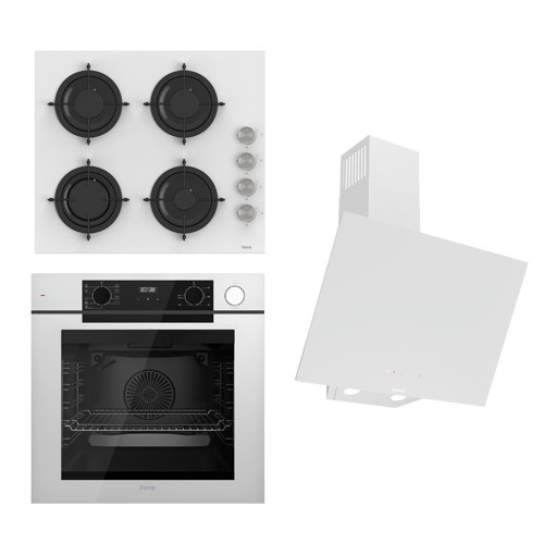 STEAMART-FRYART-SILENTART Serisi Beyaz Set (CS206 + QEP64CB +D078-SA ) - Emaye Izgara