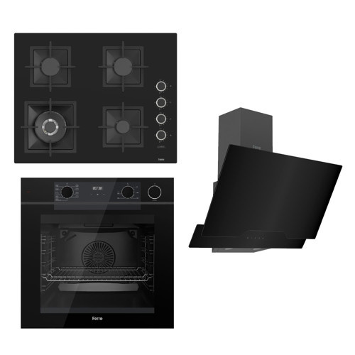 STEAMART-FRYART Serisi Siyah Set (SC405-WFA + QEP64CS +D063 ) - Döküm Izgara / 65 cm Ocak