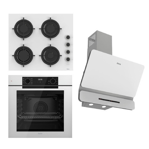 STEAMART-FRYART-SILENTART Serisi Beyaz Set (CS206-FA + QEP63CB +D081-SA ) - Emaye Izgara