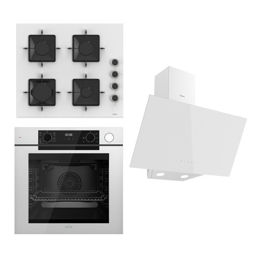 STEAMART-FRYART Serisi Beyaz Set (SS206 + QEP64CB +D078 ) - Emaye Izgara