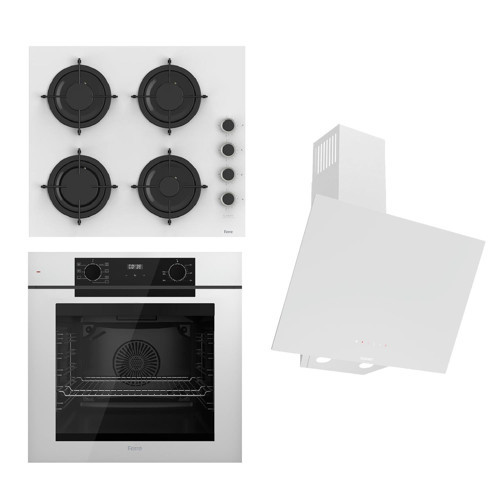 STEAMART-FRYART-SILENTART Serisi Beyaz Set (CS206-FA + QEP63CB +D078-SA ) - Emaye Izgara