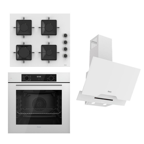 FLOWART-SILENTART Serisi Beyaz Set (SS206 + QBL63CB +D064-SA ) - Emaye Izgara