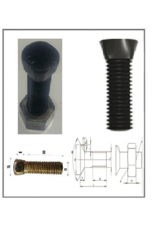 Traktör Pulluk Bıçak Cıvata-somun Takım Kerebaşlı (11x35) Mm 50 Adet