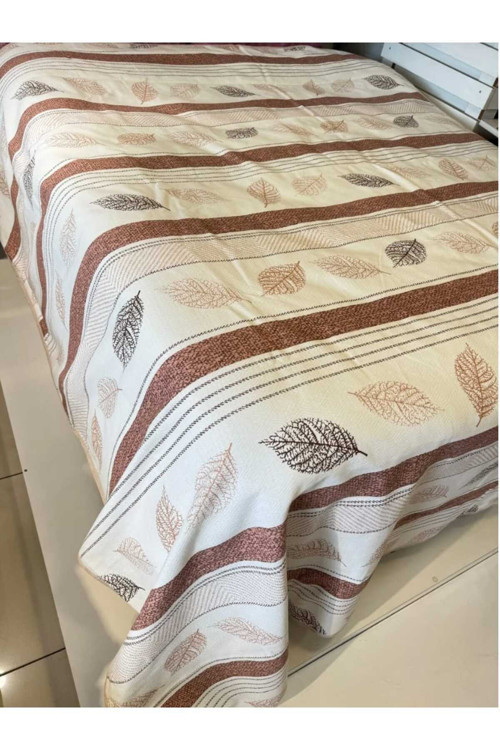 Kizilelmada Kahverengi Yaprak Desenli Tek Kişilik Pike – 160X240 Cm | Doğal Tonlarda Şıklık Ve Konfor