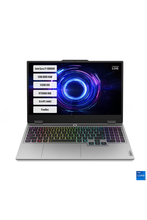 LOQ 15IRX10 83JE00ETTR i7-13650HX 12GB DDR5 512GB SSD RTX5060-8GB 15.6" IPS 144Hz Dos