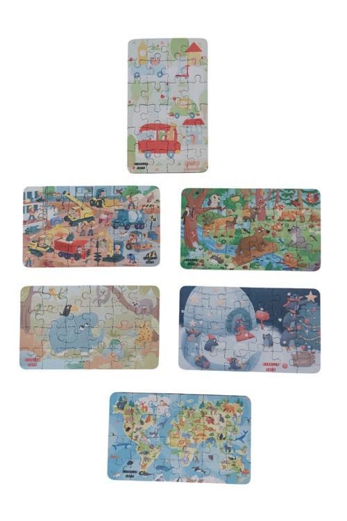 6 Adet 24 Parça 12,5 x 21 cm Eğitici Ve Öğretici Ahşap Çocuk Puzzle & Yapboz Oyuncak Çerçevesiz