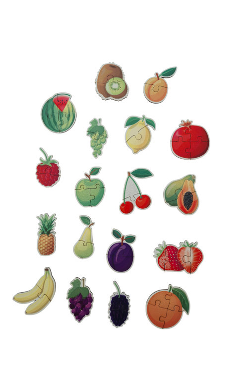 Meyveler Fruits / 17 Adet Puzzle Montessori Yapboz / 42 Parça Okul Öncesi Zeka Geliştirici Oyuncak