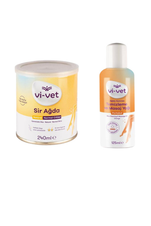 Vi Vet Sir Kavanoz Ağda Natural 240 Gr + Ağda Sonrası Temizleme Ve Masaj Yağı Portakal 125Ml