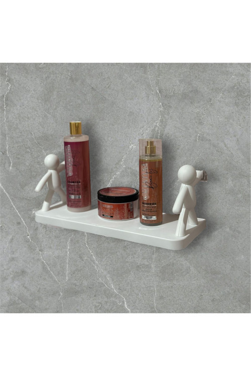 Gri Rambo Süper Yapışkanlı Raf (Banyo Ve Mutfak Raf) 14X34Cm