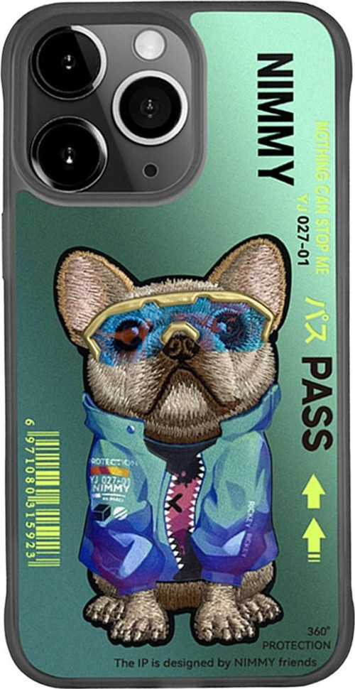 iPhone 14 Pro Dog Series Köpek Nakış işlemeli Detaylı Uyumlu Kılıf Yeşil