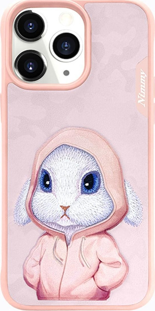 iPhone 15 Pro Max Rabbit Serisi Tavşan Nakış Işlemeli 3D Detaylı Kılıf Pembe
