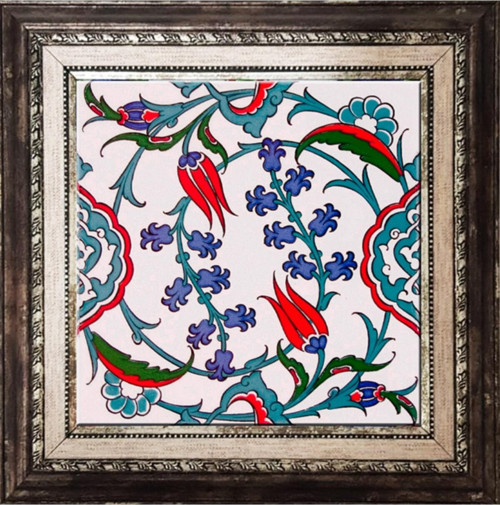 20x20 Cm Ac 5 Iznik Dönence Çiçek Desenli Çini Pano