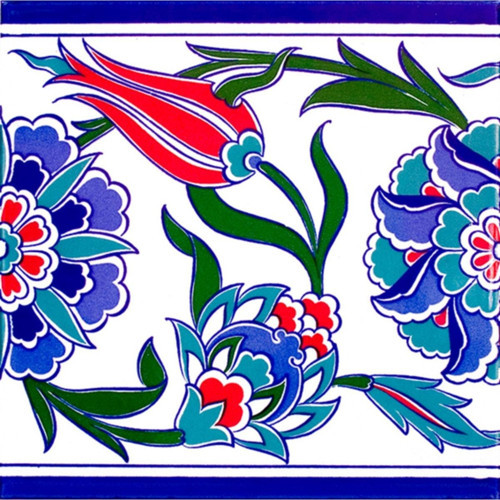 20x20 Cm Ks 3 Iznik Lale Desenli Seramik Çini Bordür