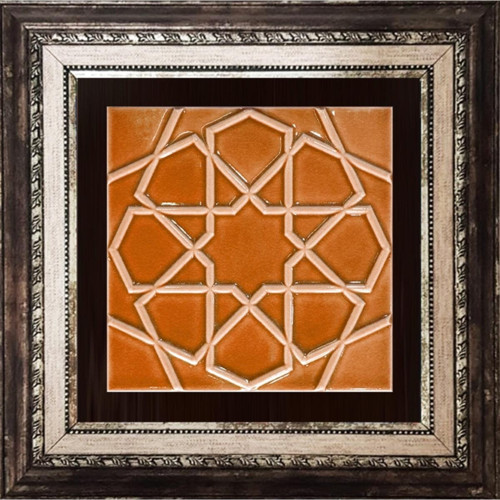 20x20 Cm Rölyefli Karamel Selçuk Yıldızı Deseni Çini Pano