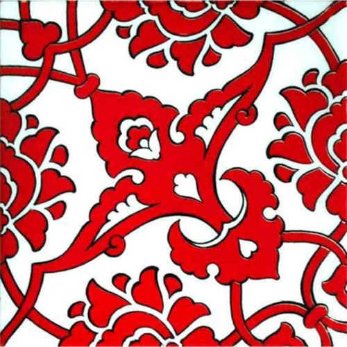 20x20 Cm Sp 83 Kırmızı Beyaz Kütahya Iznik Rumi Osmanlı Desenli Seramik Çini Karo