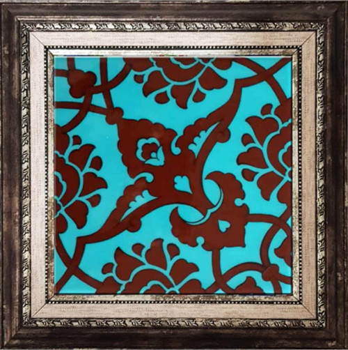 20x20 Cm Sp 83 Turkuaz Kahve Kütahya Çini Seramik Pano