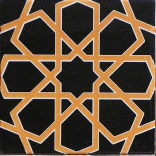20x20 Cm Sp 89-v Sarı Siyah Türkmen Yıldızı Çini Karo