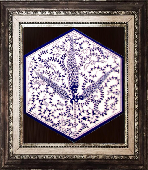 21x23 Cm Al 07 Altıgen Çini Desenli Iznik Pano
