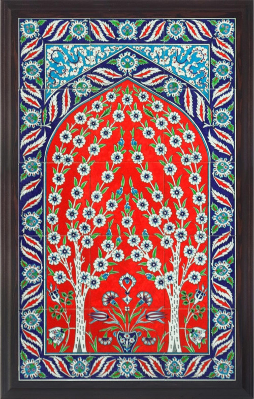 60x100 Cm Ed 623 Kırmızılı Hayat Ağacı Çini Pano