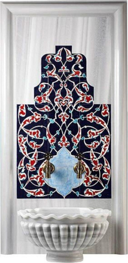 60x105 Eldekoru Rumi Türk Hamamı Iznik Çini Pano Kütahya Çinileri