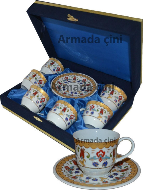 Armada Cini Ar 651 Kucuk Lale Altın Yaldızlı Porselen Fincan Takımı 6 Lı