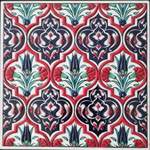 20x20 Cm Ed 309 Kırmızı Madalyon El Dekoru Çini Pano