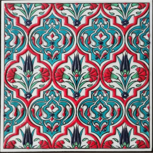 20x20 cm Ed 310 Turkuaz Madalyon El Dekoru Çini Pano