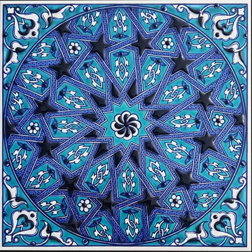 20x20 Cm Ed 321 Iznik Islami Geometrik Kütahya Çini Karo