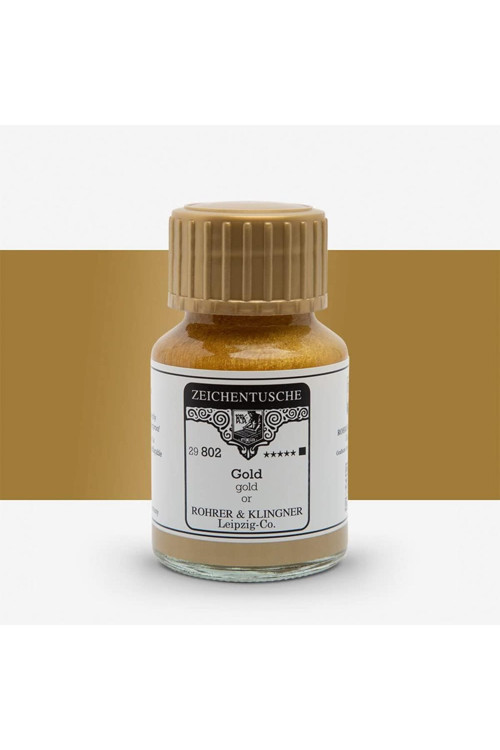 Kaligrafi Mürekkebi Zeichentusche 29-Airbrush-Fırça-Divit-Sulu Boya 50Ml-802-Gold