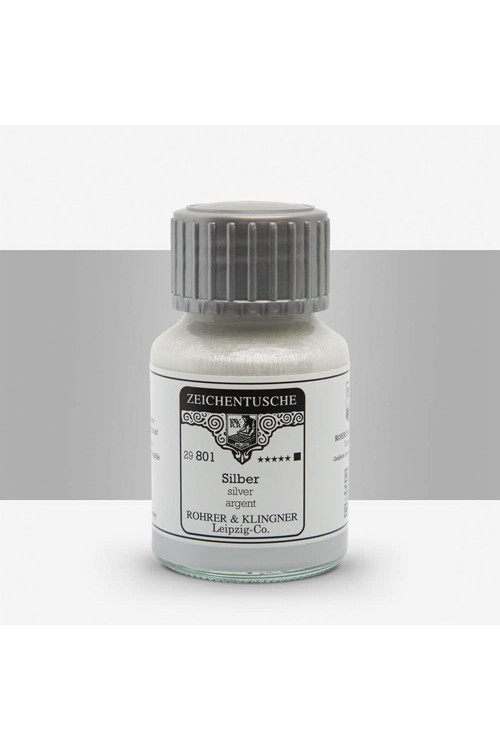 Kaligrafi Mürekkebi Zeichentusche 29-Airbrush-Fırça-Divit-Sulu Boya 50Ml-801-Silver