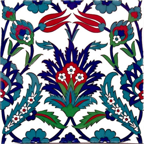 Laleli Desen Osmanlı Çini Seramik Karo 20x20 cm Ac 19