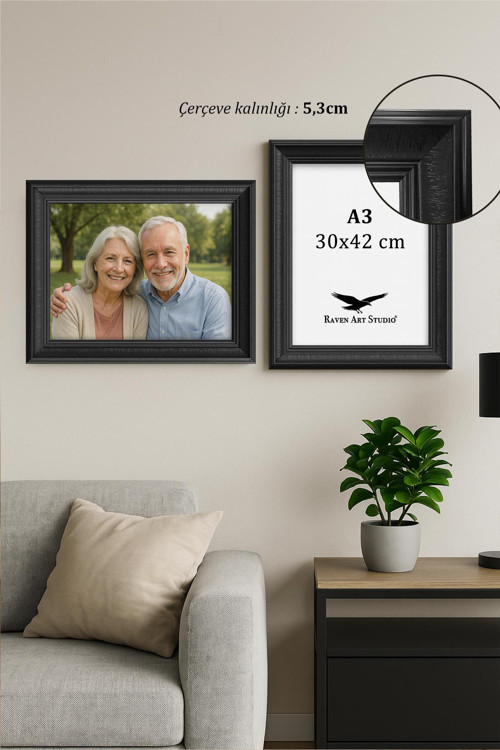 Madame A3 Ebat 30cm x 42cm Korumalı Kırılmaz Pleksi Cam Resim Fotoğraf Belge Poster Evrak Çerçevesi