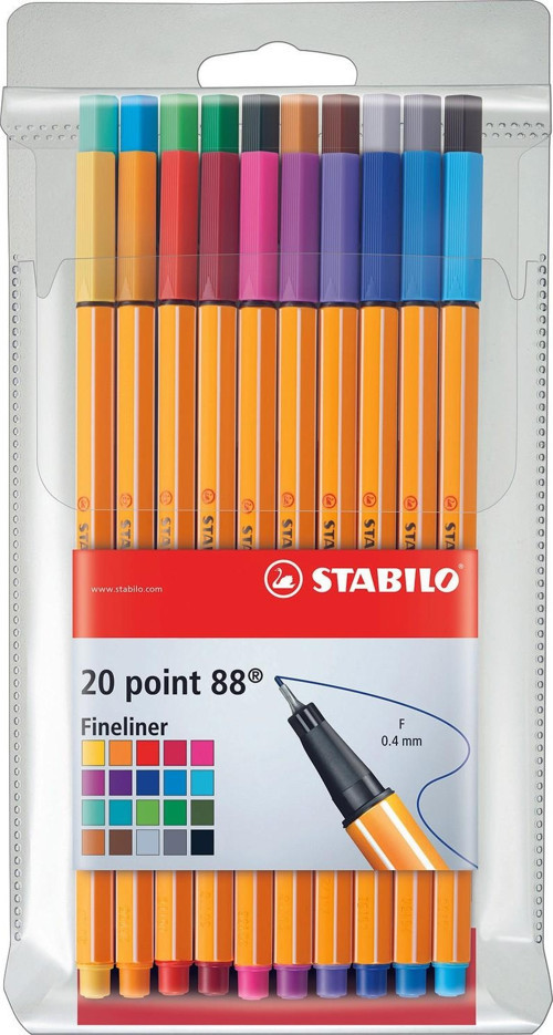 Keçe Uçlu İnce Fineliner Kalem 88 Point 0.4 Mm 20 Renk Askılı Paket 8820