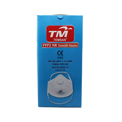 TM Temsan Beyaz Ventilli FFP2 NR Toz İş Güvenlik Sanayi Boya Konik Maske - 20 Adetlik Paket