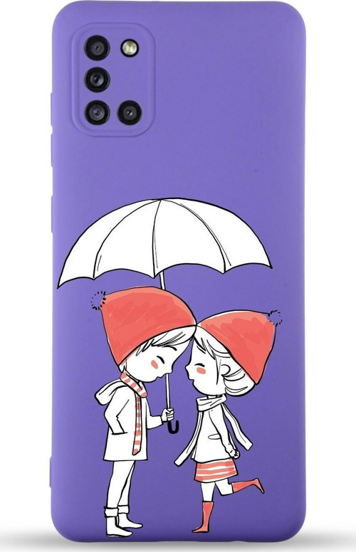 Samsung Galaxy A31 Uyumlu Lansman Kılıf Aşk Tasarımlı Içi Kadife Kapak-Mor