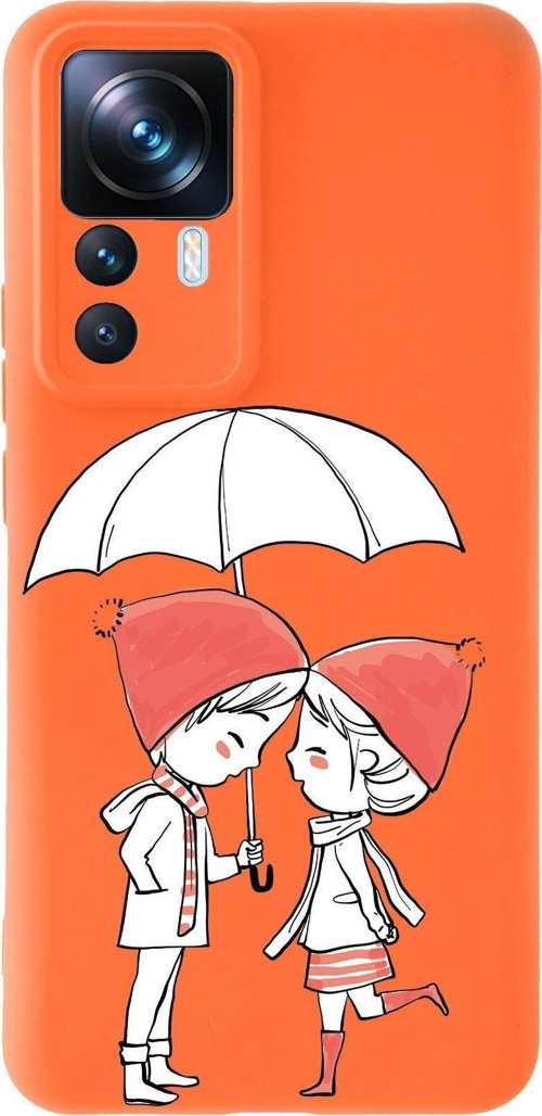 Xiaomi Mi 12T Pro Uyumlu Lansman Kılıf Aşk Tasarımlı Içi Kadife Kapak-Turuncu