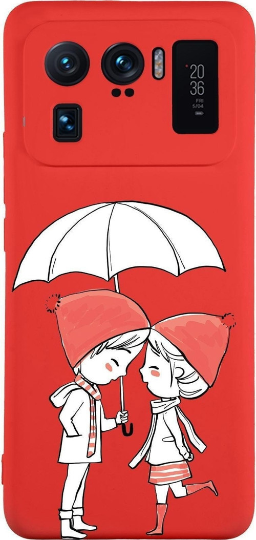Xiaomi Mi11 Ultra Uyumlu Lansman Kılıf Aşk Tasarımlı Içi Kadife Kapak-Kırmızı