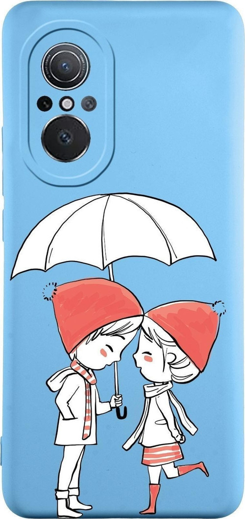 Huawei Nova 9Se Uyumlu Lansman Kılıf Aşk Tasarımlı Içi Kadife Kapak-Mavi