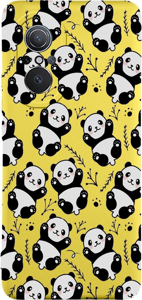 Huawei Nova 9Se Uyumlu Lansman Kılıf Panda Tasarımlı Içi Kadife Kapak-Sarı