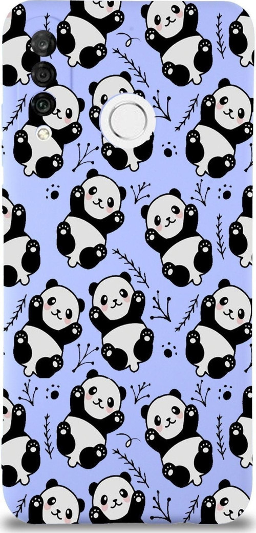 Huawei P 30 Lite Uyumlu Lansman Kılıf Panda Tasarımlı Içi Kadife Lila Kapak