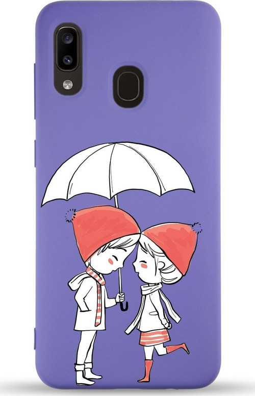 Samsung Galaxy A30 Uyumlu Lansman Kılıf Aşk Tasarımlı Içi Kadife Kapak-Mor