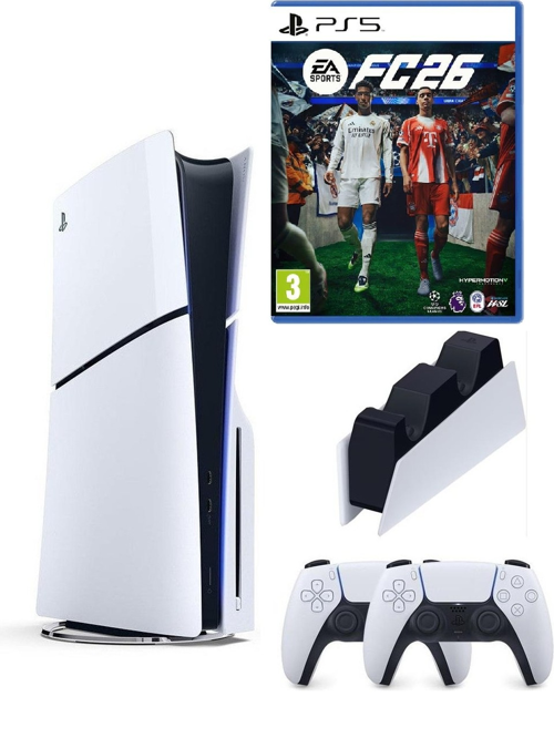 Playstation 5 slim +2.kol dualsense + Şarj İstasyonu +Ps5 FC26 (İthalatçı Garantili )