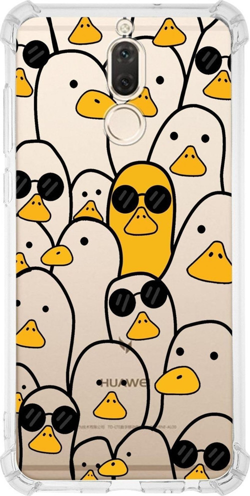 Huawei Mate 10 Lite Köşe Korumalı Antişok Kapak Duck Tasarımlı Şeffaf Kılıf