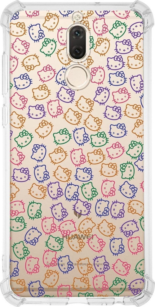 Huawei Mate 10 Lite Köşe Korumalı Antişok Kapak Hello Kitty Tasarımlı Şeffaf Kılıf