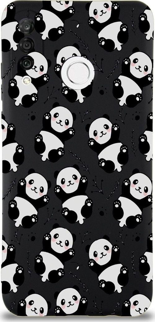 Huawei P 30 Lite Uyumlu Lansman Kılıf Panda Tasarımlı Içi Kadife Siyah Kapak