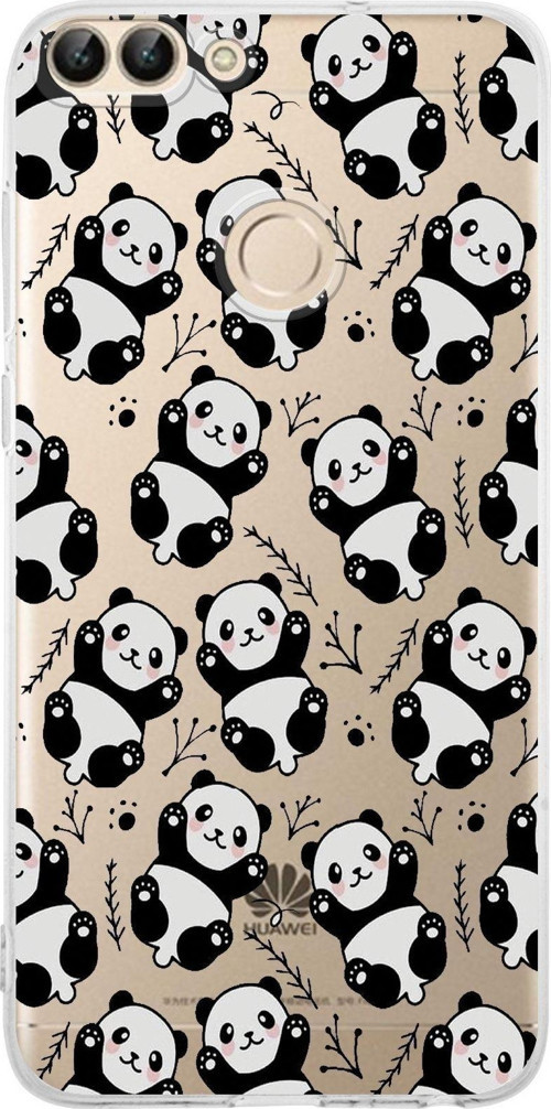 Huawei P Smart Kamera Korumalı Kapak Panda Tasarımlı Şeffaf Kılıf