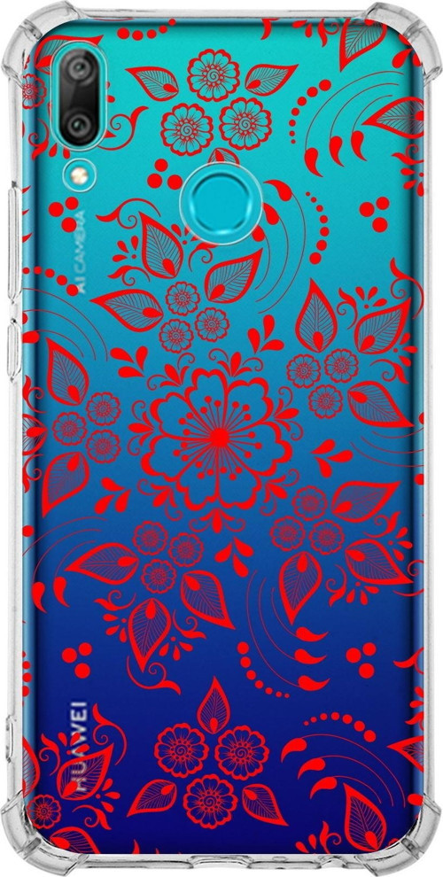 Huawei Y9 2019 Köşe Korumalı Antişok Kapak Nostalji Desen Tasarımlı Şeffaf Kılıf