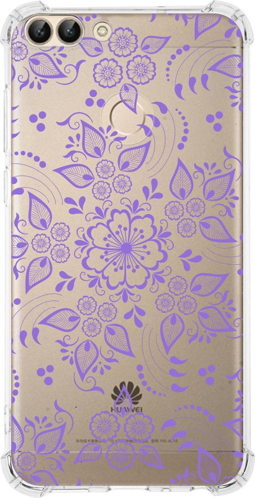 Huawei P Smart Köşe Korumalı Antişok Kapak Nostalji Desen Tasarımlı Şeffaf Kılıf